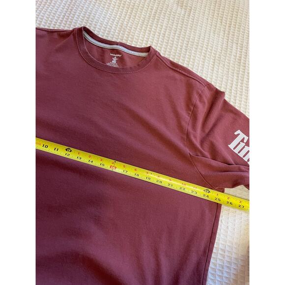 Timberland PR Wickwork Men’s Long Sleeve Crew Neck Burgundy Work Tee Shirt XL - Picture 6 of 9